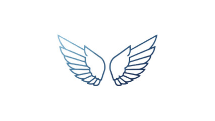 Obraz premium Minimalist Blue Outline Wings Vector Illustration
