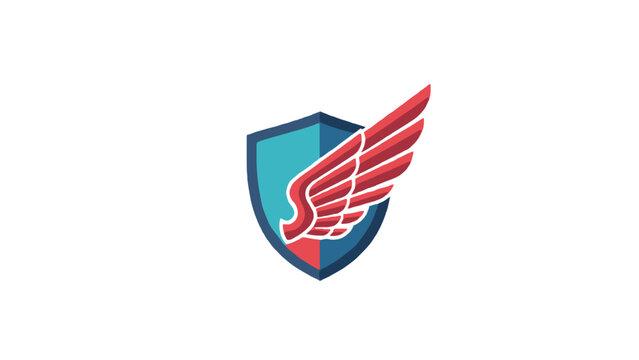 Modern Red Wing and Shield Security Logo Emblem