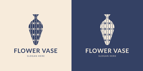 Stylish blue flower vase logo