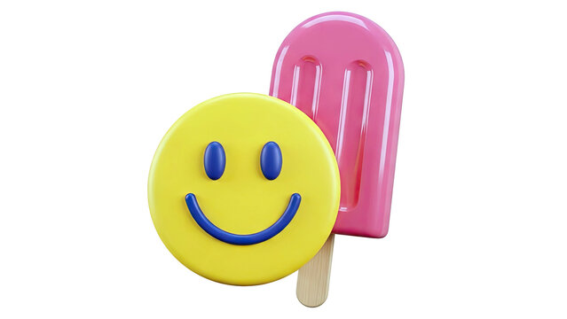 Happy Face Emoji with Pink Popsicle