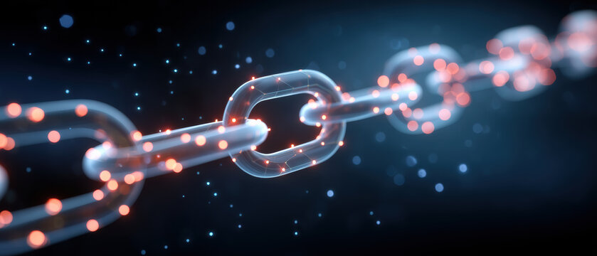 Data privacy concept glowing blockchain chain link security network glowing nodes - Powered by Adobe