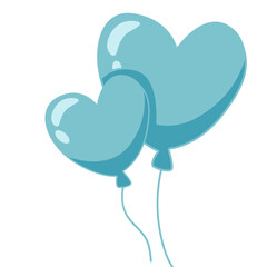 Cluster of three soft blue heart balloons with strings icon for wedding themes, team celebrations, or calming romantic branding. © Wisnu