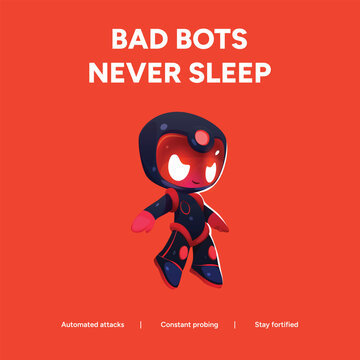 Cybersecurity Bot Attack Illustration Featuring Evil Robot Character Representing Automated Threats