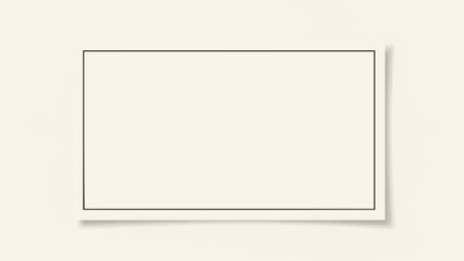 Minimalist Blank White Rectangle Frame on Beige Background.