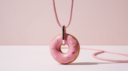 Pink Donut Pattern on Pastel Background &ndash; Minimal Flat Lay Dessert Aesthetic Image