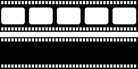 Blank film strip with perforations cinematic border for movie production and photography isolated on white background
