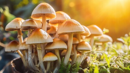 Mushrooms In Sunlight