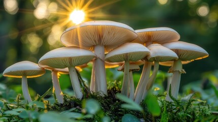 Mushrooms In Sunlight