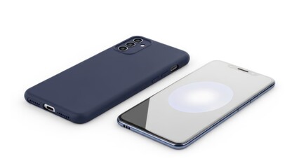 A smartphone with a protective case and a screen protector, displayed against a white background.