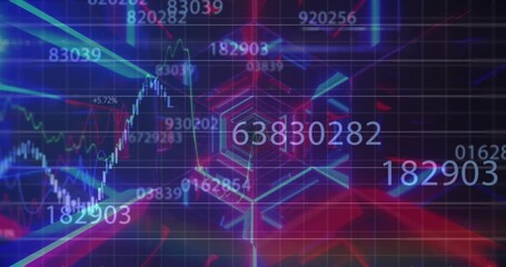 Animation of numbers changing and data processing with world map - Powered by Adobe