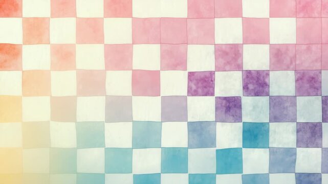 Colorful abstract pattern with soft pastel squares blending into a gradient background created using digital techniques
