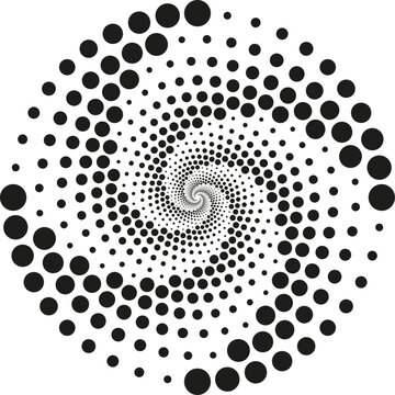 Black dots creating an abstract spiral illusion