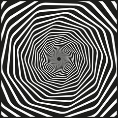 Optical illusion creating swirling hypnotic tunnel visual