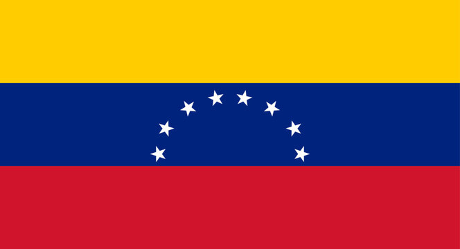 Venezuela national flag showing yellow blue red stripes