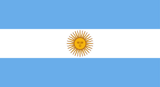 Argentina national flag displaying Sun of May symbol