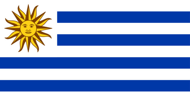 Uruguay national flag displaying blue and white stripes
