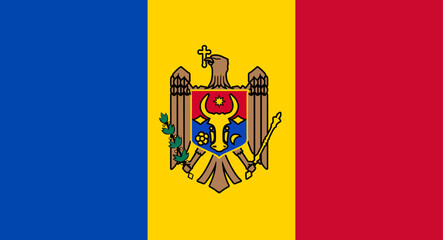 Moldova national flag presenting country emblem design © WinWin