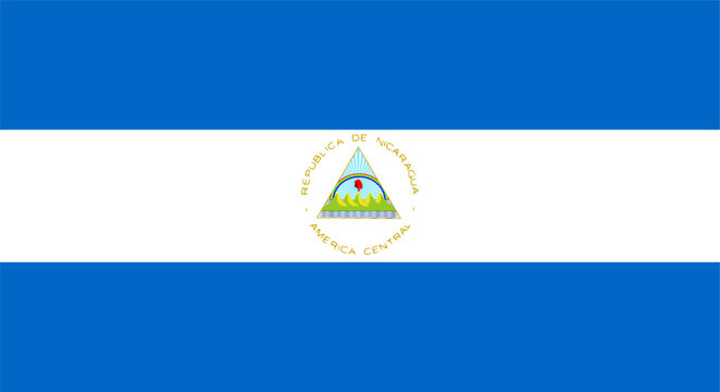 Nicaragua flag flying identifying Central American country