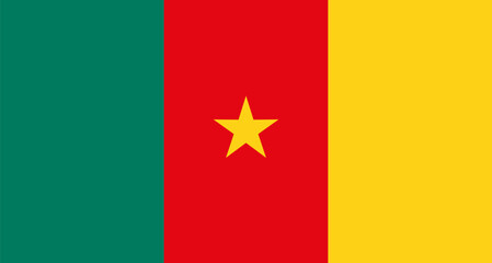 Cameroon national flag displaying green red yellow stripes