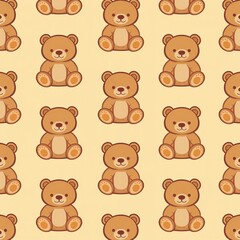 Obraz premium Seamless pattern of cute teddy bear illustrations on light background for children fabric wallpaper and design use