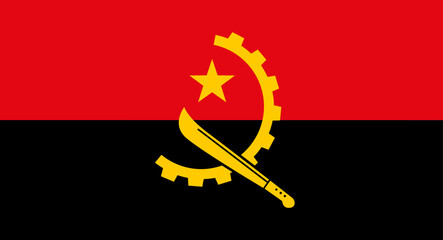 Flag of the Republic of Angola with national symbols