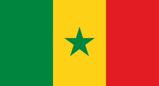 Senegal national flag displaying green, yellow, and red colors