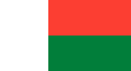 Madagascar national flag displaying red, green, and white stripes