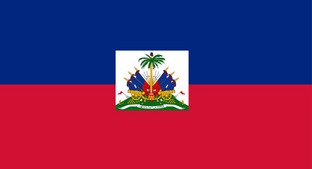 Obraz premium National flag of Haiti showing coat of arms