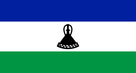 Lesotho national flag displaying mokorotlo symbol