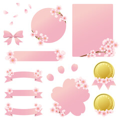 Frame set material decorated with cherry blossoms. / 桜の花で装飾されたフレームセット素材。