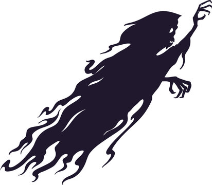 Shadowy specter flying with menacing clawed hands