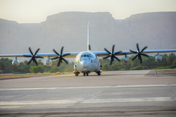 Saudi Military Cargo Aircraft Delivering Humanitarian Aid to Yemen