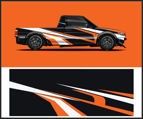 Fototapeta premium Stylish pickup truck with dynamic racing graphic design