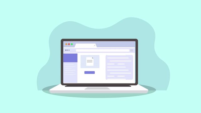 Modern Laptop Displaying Website Interface with Abstract Background.