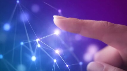 A finger interacting with a network connection on a futuristic interface background for technology and innovation concepts - Powered by Adobe