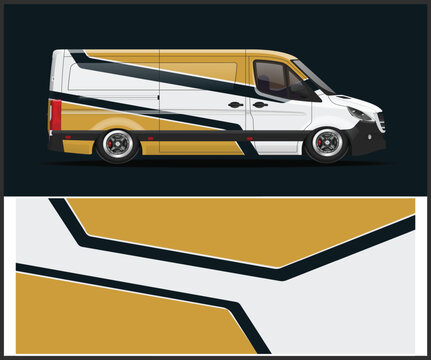 Detailed van graphic design with color scheme illustration