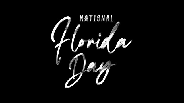 National florida day text animation in silver suitable for social media posts, travel blogs, or florida themed promotions.