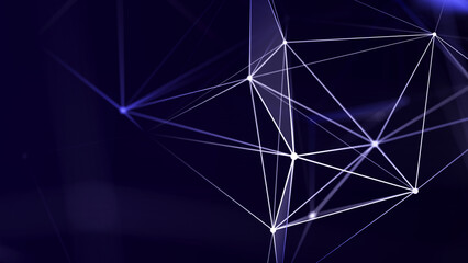Abstract polygonal space with dots and lines. Connection science background. Triangular business wallpaper. 3d rendering