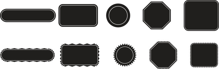 Creative Badge and Label Shape Set - Black and Stylized Icons Collection