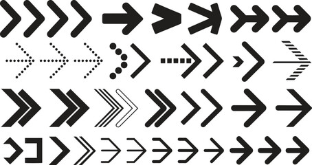 Variety of Black Arrows - Modern Directional Symbols