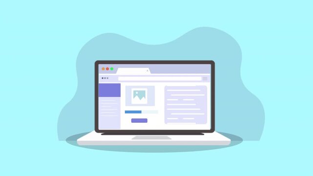 Modern Laptop Displaying Website Interface with Abstract Background.