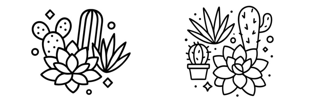 Cactus and succulent vector illustration for modern decor and design