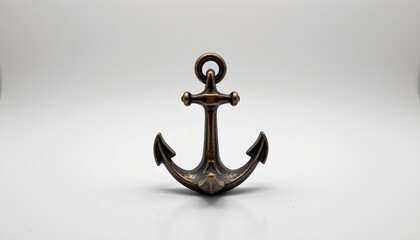 An antique anchor placed against a white background.