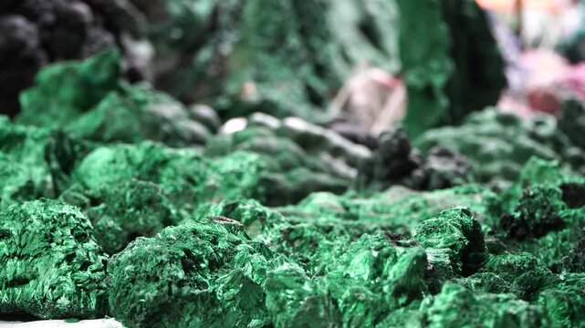 Fibrous Malachite Stone at the fair
