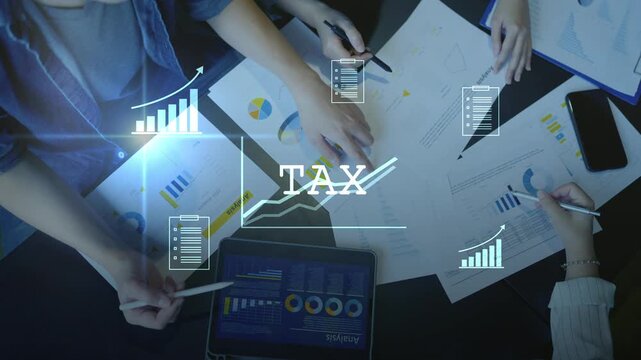 Federal Income Tax IRS Digital tax filing Tax return financial planning analyzing  data revenue deductions filing income tax online payment mobile app Business tax management 