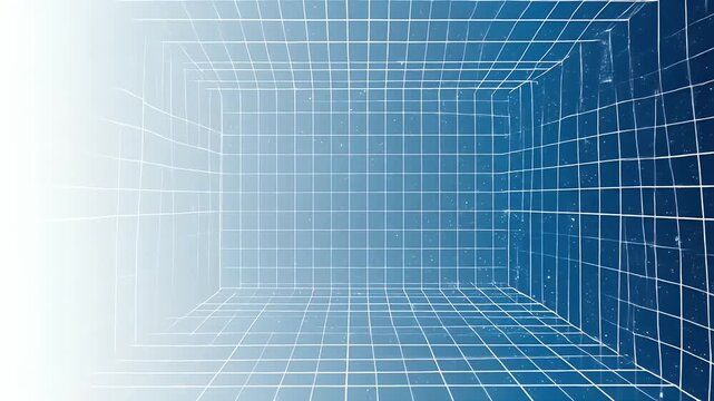 Abstract blue 3D grid background illustration depicting futuristic digital technology concept with white gradient effect suitable for design