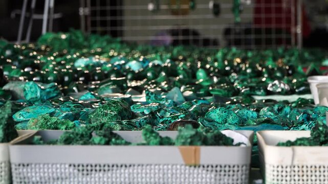 Fibrous Malachite Stone at the fair