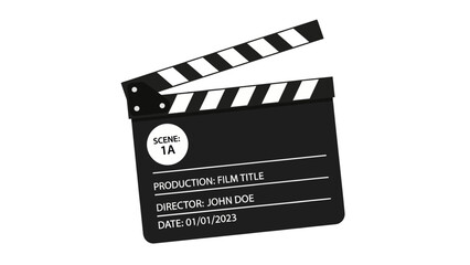 Fototapeta premium Classic black and white film clapperboard used in movie production.