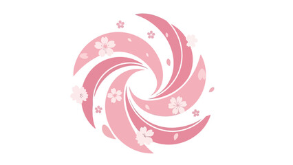 Fototapeta premium Abstract Pink Swirl with Cherry Blossoms and Petals