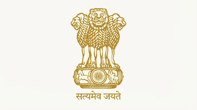 Golden Emblem of India on White Background vector